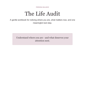 The Life Audit printable self-reflection workbook cover