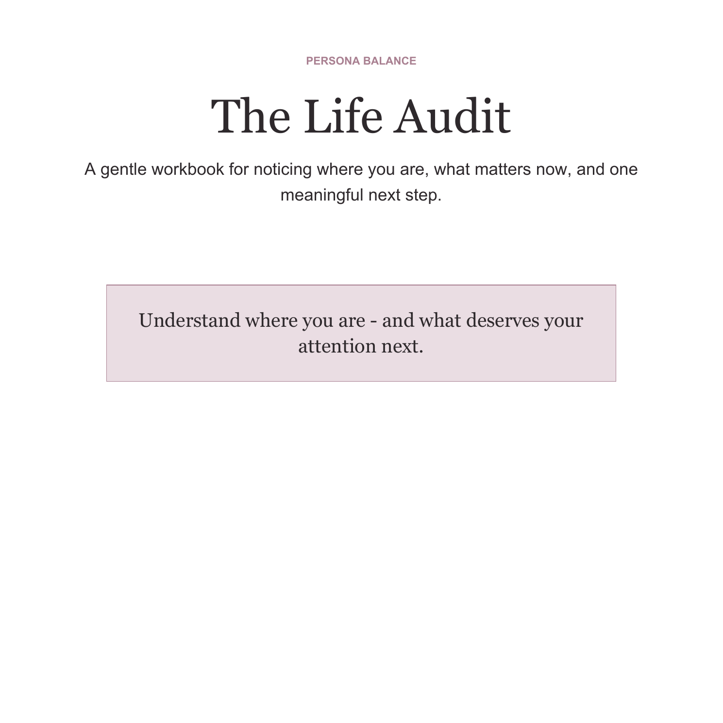The Life Audit printable self-reflection workbook cover